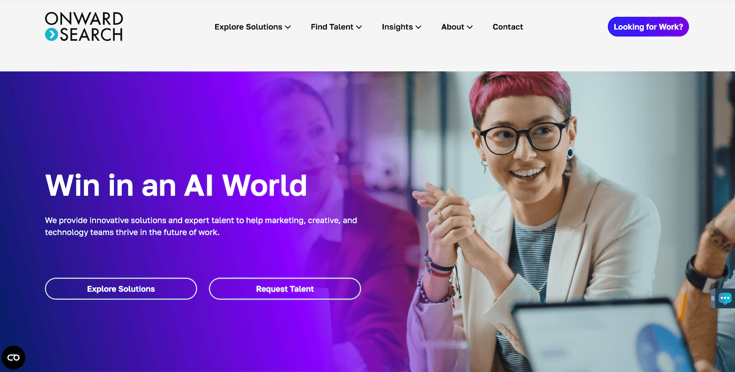 A screenshot of the Onward Search Homepage